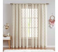 1 pièce Rideau transparent de luxe français blanc avec broderie 3D et boules moelleuses, polyvalent pour la chambre, le salon, la chambre à coucher, la cuisine, la décoration, tissu de rideau 130g/m² 