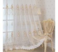 1 pièce Rideau transparent européen et luxueux brodé en 3D avec tige décorative pour la maison pour la chambre, la salle à manger et le salon 132*241,200*260,100*250,132*260,165*260Plantes,Tout Imprim
