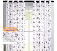 1 pièce Rideau violet brodé, rideau à œillets décoratif en faux lin violet brodé, convient pour la maison, la cuisine, le salon et la chambre à coucher 140*180,140*220,140*200,140*300,60*150,100*200,6