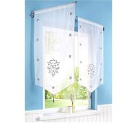 1 Pièce Rideau Voilage Broderie Décoration de Fenêtre Brise bise pour Café Cuisine Balcon, 40x60cm, Blanc