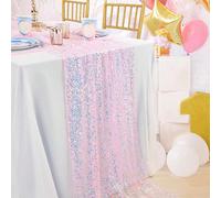 1 pièce Rose Pailleté de table de sirène, nappe de thème de sirène, nappe rectangulaire pailletée en polyester, nappe de décoration de fête d'anniversaire de mariage, nappe de douche de mariée/enterre