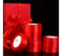 1 pièce Ruban satin rouge 0,6/1/1,5/2/2,5/4/5 cm, non imperméable, pour les vacances, le mariage, la décoration de la maison, l'emballage de cadeaux de Noël, la décoration du Nouvel An Rouge 2cm,Rouge