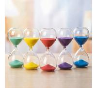 1 pièce Sablier de 5/10 minutes, en verre transparent, avec plusieurs options de couleurs de sable, convient comme décoration de bureau pour le salon, la chambre, le bureau et le bureau sable bleu,10 