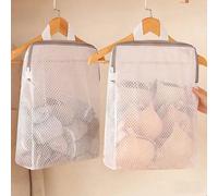 1 pièce Sac à linge en maille alvéolée avec fermeture éclair - Organisateur de vêtements gain de place à monter au mur pour la chambre et la salle de bain, construction en plastique durable, panier à 