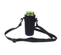 1 pièce Sac bandoulière pour bouteille d'eau en polyester durable, noir, manchon isolant résistant à la chaleur, avec sangle d'épaule réglable, convient pour les sports de plein air et la randonnée 15
