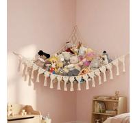 1 pièce Sac de rangement en filet pour jouets en peluche, corde tressée à la main, convient pour le rangement dans les coins de la chambre et les hamacs pour poupées. Idéal pour les chambres à coucher