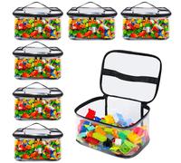 1 pièce Sac de rangement multifonction neutre, simple, pour le rangement de blocs de construction et de puzzles, sac transparent portable avec fermeture éclair, transparent, facile à nettoyer, fermetu