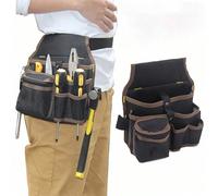 1 pièce Sac de rangement pour outils multifonctionnel en canevas noire, Pochette pour ceinture à outils d'électricien, Étui pour perceuse, Clé, Tournevis, Sac à outils de quincaillerie, Sac de rangeme