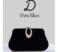 1 pièce Sac de soirée de luxe en forme de boîte en velours, sac de soirée avec décoration de strass en forme de goutte d'eau et chaîne en métal, convient pour les banquets, bals, robes de soirée, fête