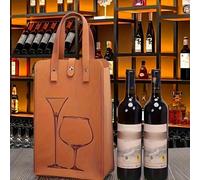 1 pièce, Sac de transport en feutre pour vin, Porte-bouteille double, Sac fourre-tout pour champagne, Emballage cadeau pour vin, Boîte à main festive, Pour les célébrations et les cadeaux de fête, Noë