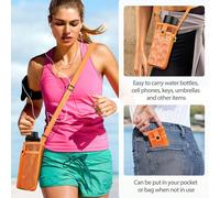 1 pièce sac filet pour bouteille d'eau de sport, avec support pour téléphone portable et sangle d'épaule réglable, porte-bouteille d'eau portable, convient pour les sports de plein air, le camping et