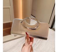 1 pièce Sac pochette mini boîte de décoration métallique de mode européenne et américaine, sac à main pour femme avec poignée en bande métallique brillante haut de gamme, sac de soirée élégant et luxu