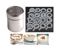 1 pièce saupoudreur de cacao - 16 pièces/ensemble dessin café cappuccino forme fantaisie café impression modèle mousse spray gâteau pochoirs sucre glace tamis