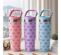 1 pièce SCALON Gourde isotherme grande capacité de 30oz/900 ml, avec anse et paille, bouteille d'eau en acier inoxydable étanche à vide, mug isotherme pour boissons chaudes/froides, idéal pour les voy
