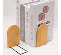 1 pièce Serre-livres en bois avec étagère en métal noir, convient pour la maison, les étagères à livres, cadeau idéal pour les fêtes (Jour de la Terre, Thanksgiving) - Rangement de livres, indispensab