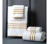 1 pièce Serviette de bain en fibre de polyester blanche grande ou serviette, fine, motif étoile, unisexe toutes saisons, séchage rapide absorbant, convient pour la salle de bain, cadeau de vacances, é