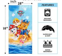 1 pièce Serviette de bain ultra douce/Serviette de piscine/Serviette de plage, 58" X 28", Paw Patrol bleu 70*150 BleuAnimal,CartoonPolyester