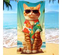 1 pièce Serviette de plage/bain ultra douce et absorbante avec imprimé animal chat, convient pour la plage, la natation, les voyages, la salle de bain à la maison 80*160,90*180,70*140,40*80 très petit