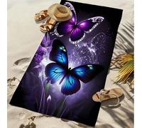 1 pièce Serviette de plage imprimée papillon colorée créative, serviette de piscine super absorbante et séchage rapide, résistante au sable, couverture de plage extra large, convient pour les voyages,