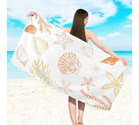 1 pièce Serviette de plage minimaliste océan, motif étoile de mer, corail, coquillage, grande serviette de plage, serviette de bain de plage en microfibre absorbante et anti-sable, serviette, convient