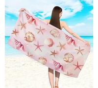 1 pièce Serviette de plage océan, motif étoile de mer, coquillage, design de coquillage, grande serviette de plage, serviette de bain de plage en fibre ultra-fine absorbante et anti-sable, serviette, 