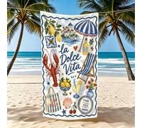 1 pièce Serviette de plage thème Sweet Life, séchage rapide, fibre de polyester super douce, meilleur choix pour les voyages, la natation, le camping, le fitness, les vacances à la plage, lavable en m