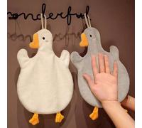 1 pièce Serviette de toilette mignonne en forme d'oie, serviette de bain/cuisine à double couche en polaire de corail, serviette douce et absorbante qui sèche rapidement. Décoration de salle de bain, 