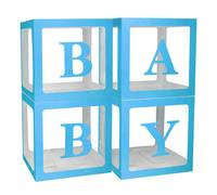 1 pièce/set Boîte à ballons bleue avec lettres, convient pour la fête de naissance de bébé, 1 boîte avec 1 lettre ou 1 set de 4 boîtes avec les lettres B-E-B-É, décoration de fête, anniversaire, boîte
