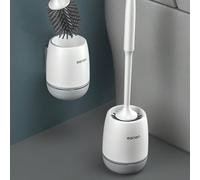 1 pièce/set Brosse de toilette avec support mural et support au sol, sans perçage, avec plateau d'égouttage, poils en silicone, décoration de salle de bain, décoration d'automne Taille UniquePolypropy