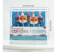 1 pièce Set de 5 bougies de conception de chat mignon pour la décoration de gâteau d'anniversaire, fournitures de fête Taille Unique,bougie dans un coffret cadeau,bougies à gâteau au crayon,bougie pet
