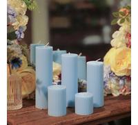 1 pièce Set de bougies piliers nervurées, largeur 3" hauteur 1,97" 3,94" 5,91" 7,87" Grandes bougies piliers parfumées à la cire de soja Décoration de maison moderne et esthétique pour la salle de bai