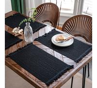 1 pièce Set de table de couleur unie avec découpe ajourée, style américain rectangulaire avec décoration de franges, décoration de table à manger, vert de Noël, pour toutes les saisons Taille Unique,C