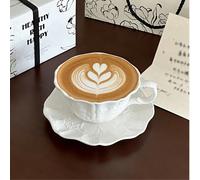 1 pièce Set de tasse à café et soucoupe en céramique de style romantique français, service à thé élégant vintage, cadeau pour boire de l'eau, du lait, de l'avoine, du thé, du jus, le petit-déjeuner, l