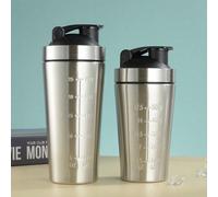 1 pièce Shaker tasse graduée en acier inoxydable, tasse mélangeur de poudre de protéines portable avec fouet, convient pour le fitness et les sports 750 ml noir,500 ml argent,750 ml Argent,500 ml Noir