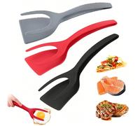 1 pièce Spatule multifonctionnelle antiadhésive pour œufs et pinces à grillade - Spatule alimentaire multifonctionnelle antiadhésive 2-en-1, spatule à steak, spatule à crêpes, spatule à double poignée