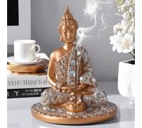 1 pièce Statue de Bouddha dorée, figurine de Bouddha pour la méditation, décoration zen, décoration d'intérieur Bouddha Tiga doré,Bouddha de Tiga,Chandelier de BouddhaABS