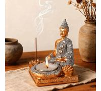 1 pièce Statue de Bouddha - Pour la décoration de méditation, la décoration spirituelle zen, figurine et statue de Bouddha pour la décoration de la maison, couleur or 1,Bougie 1ABS