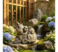 1 pièce Statue de jardin dragon mère et enfant, ornement de dragon mythique en résine, sculpture de dragon mignon à texture de pierre vintage, décoration rustique pour pelouse, cour et jardin extérieu