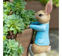 1 pièce Statue de lapin de jardin murale, décoration de jardinière créative d'extérieur, sculpture de lapin de dessin animé en résine pour l'extérieur, convient comme décoration intérieure pour la mai
