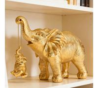 1 pièce Statue d'éléphant dorée de luxe, décoration de maison moderne et minimaliste. Choix idéal pour la décoration du salon et de l'entrée. En fait un excellent accessoire de maison. Convient pour l
