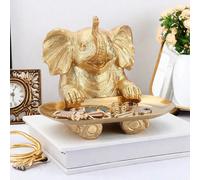 1 pièce Statue d'éléphant en résine, plateau de rangement pour bijoux, plateau de rangement pour clés, pour la décoration de la maison, le salon, l'étagère, le support TV, le bureau. Coupelle à bibelo