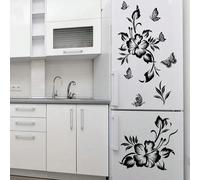 1 pièce Sticker mural adhésif de fleur de vigne d'angle noire pour la décoration de la maison, la cuisine, le réfrigérateur, le salon et la chambre à coucher. Stickers, décalcomanie murale, décalcoman