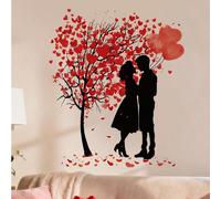1 pièce Sticker mural d'arbre de la Saint-Valentin avec décoration murale en forme de cœur rouge, art mural autocollant convenant pour la décoration de la maison, la salle de séjour, les anniversaires