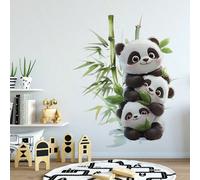 1 pièce Sticker mural empilé de panda ludique, autocollant animal de dessin animé mignon en PVC amovible, décoration murale d'art naturel doux, conception autoadhésive facile à installer, idéal pour l