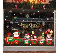 1 pièce Stickers de fenêtre de Noël, Père Noël amovible, renne, bonhomme en pain d'épices, elfe, train de Noël, stickers de fenêtre flocon de neige de Noël pour bureau, école, fenêtres de la maison, d
