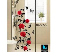 1 pièce Stickers muraux de porte de salle de bain en forme de fleur de rose et de papillon, en PVC imperméable, autocollants de baignoire à double face avec motif de rose, papillon et vigne. Convient 