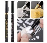 1 pièce Stylo marqueur métallique chrome, stylo peinture métallique pour modèles DIY, peinture de retouche imperméable, stylo argenté électrolytique 2 pièces d'or,1 or + 1 argent,1 argent,1 orABS
