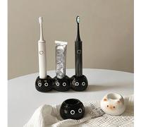 1 pièce Support à brosse à dents en céramique en forme de chat, support organisateur de brosse à dents électrique mignon de chat siamois, support de rangement pour pâte dentifrice de couple, base de c