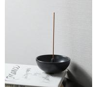 1 pièce Support à encens rond en céramique noire de style japonais minimaliste moderne, base créative pour bâtons d'encens à usage domestique, brûle-encens, plateau à encens d'intérieur XC1019-4Bporce
