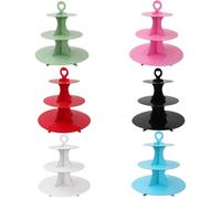 1 pièce Support à gâteau en papier de couleur unie, présentoir à cupcakes en papier à 3 étages, ensemble de présentoirs décoratifs pour gâteaux en papier, plateau à gâteau en papier, support de présen